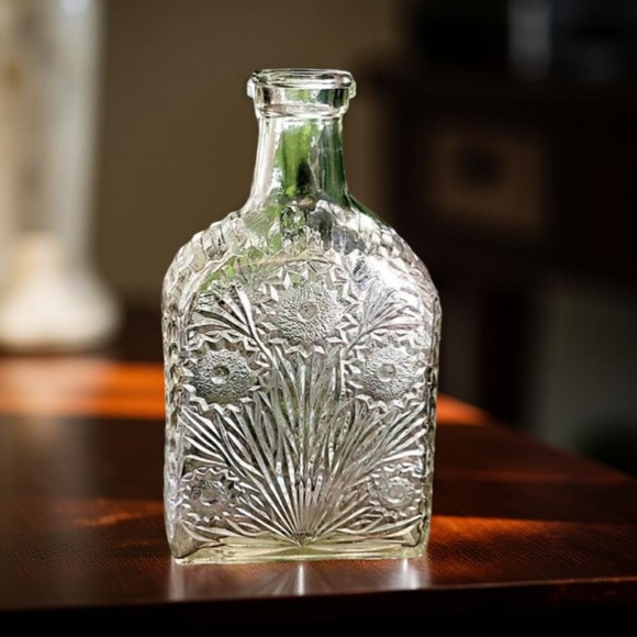 Antique Mid Century Embossed Flower
Liquor Bottle Glass Decanter - Picture 7 of 8